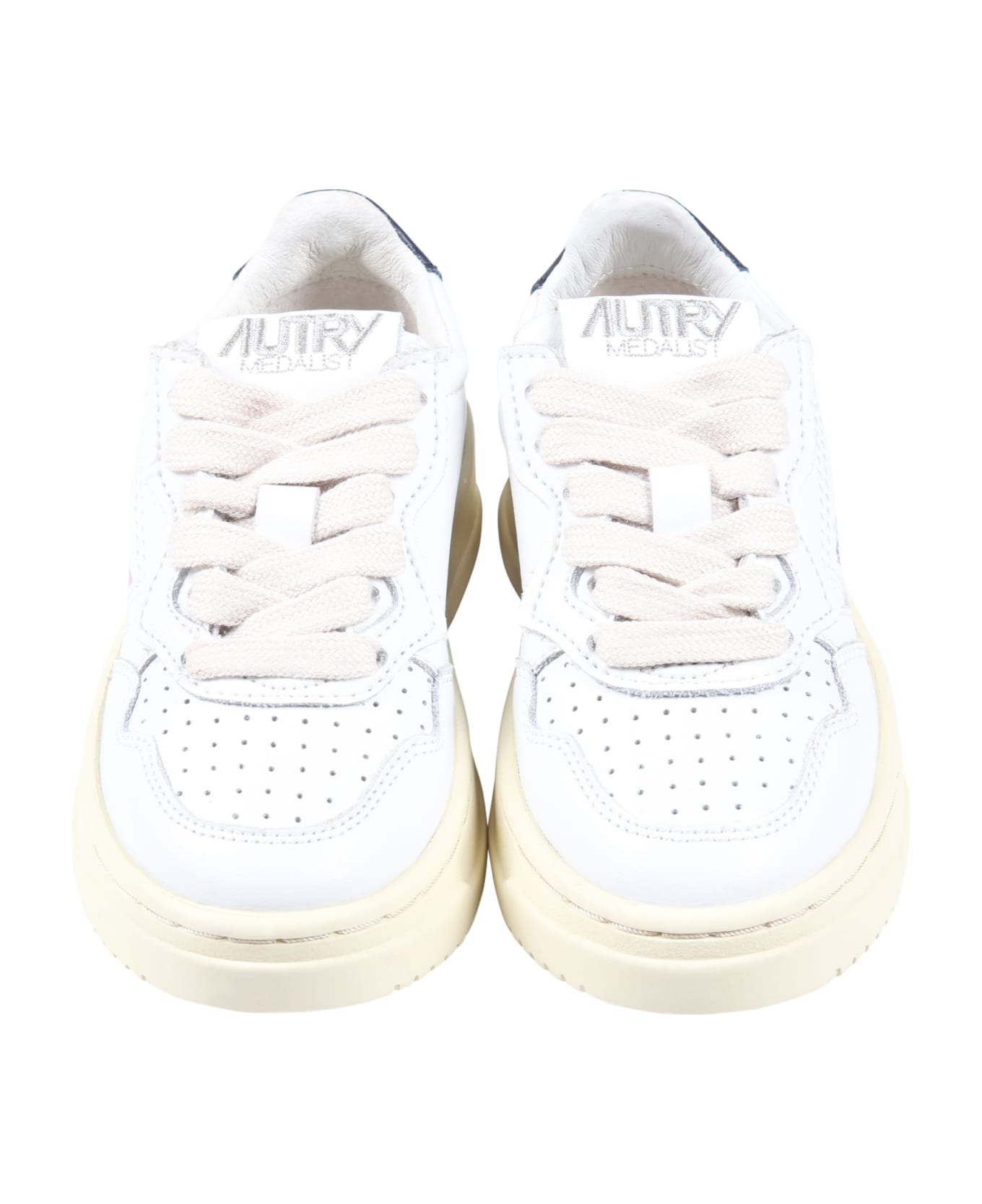 Autry White Sneakers For Kids With Blue Logo - White シューズ