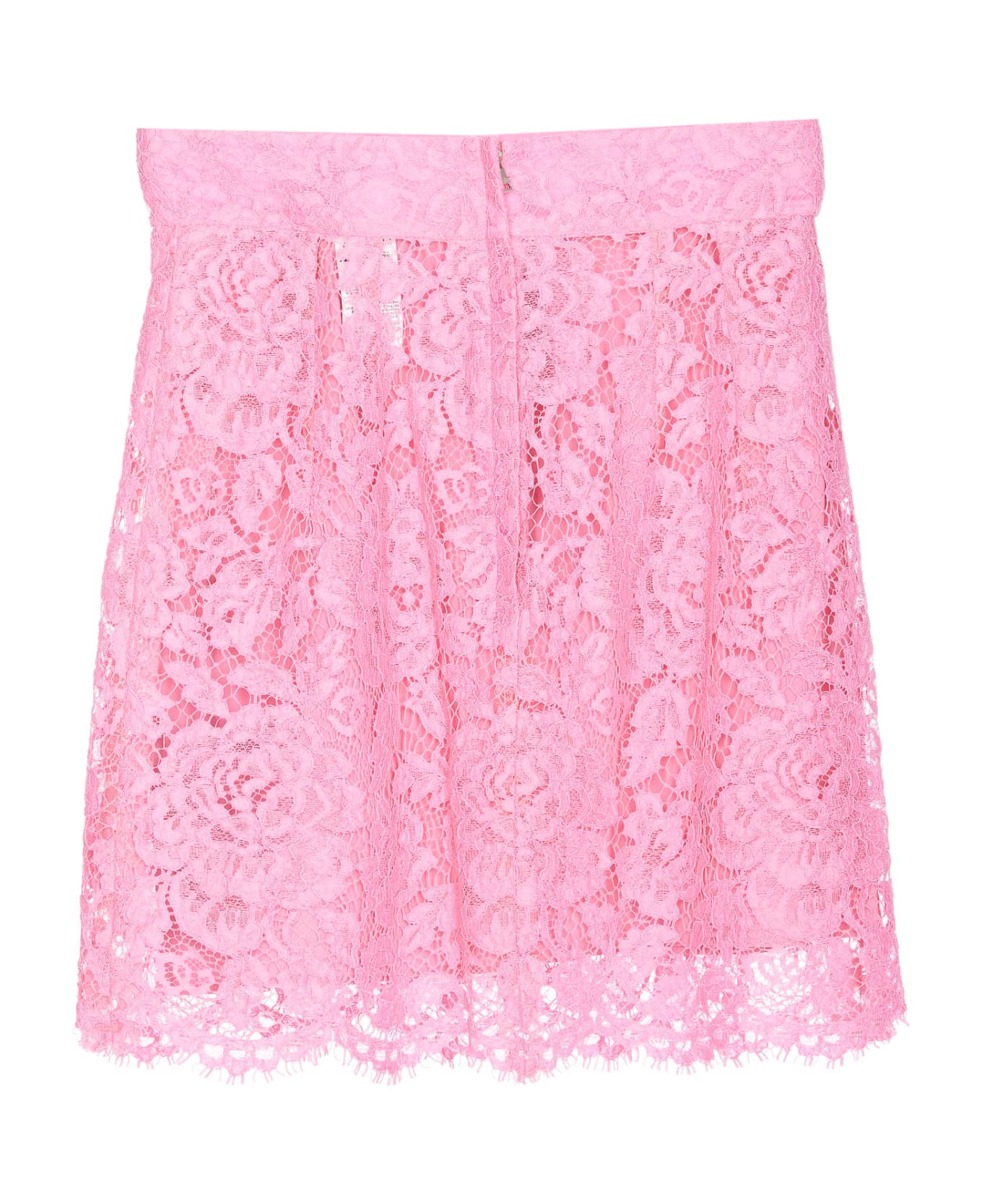 Dolce & Gabbana Branded Floral Cordonetto Lace Miniskirt - Pink スカート