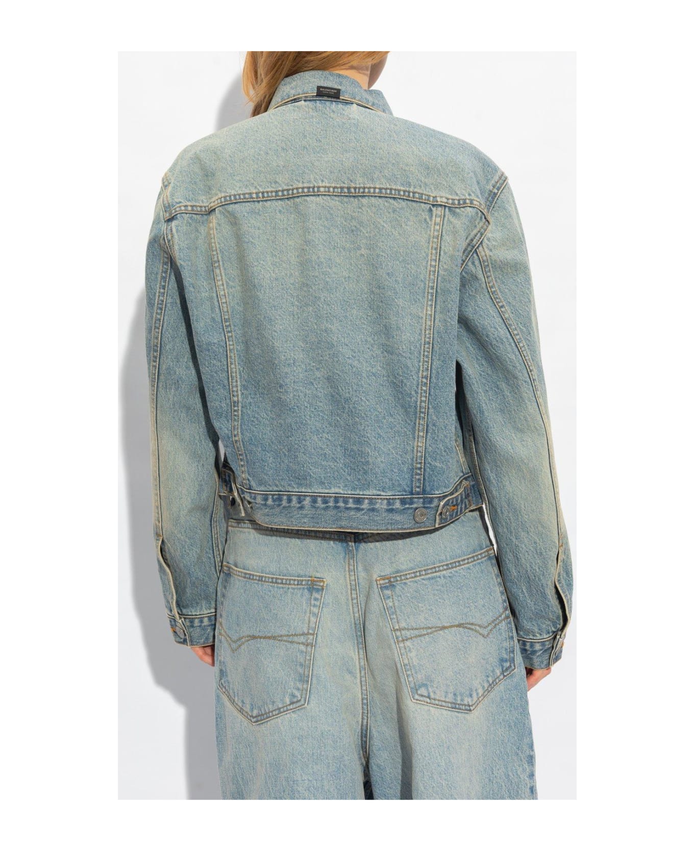 Balenciaga Collared Button-up Denim Jacket - BLUE