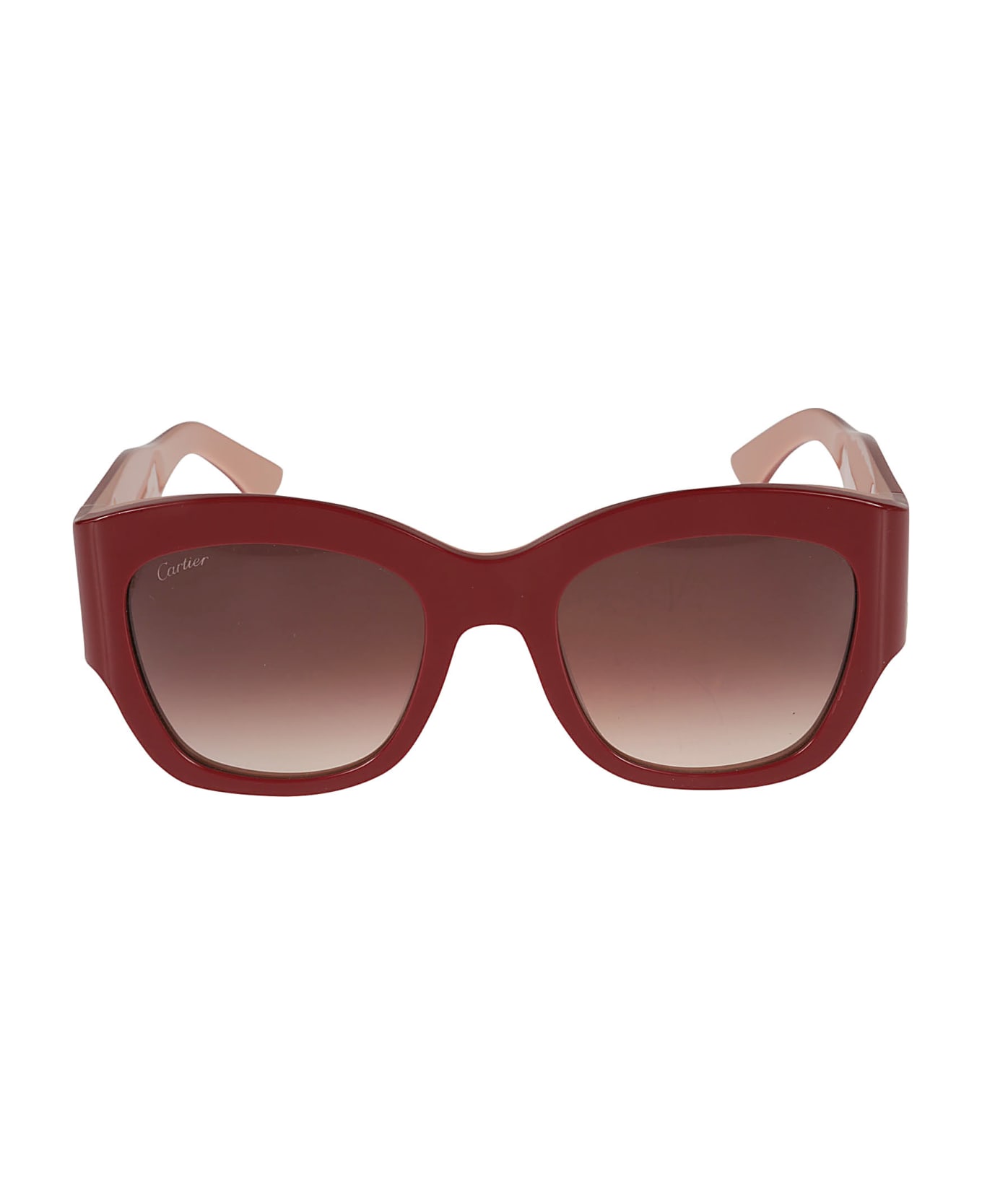 Cartier Eyewear Curved Square Sunglasses - Burgundy Red サングラス