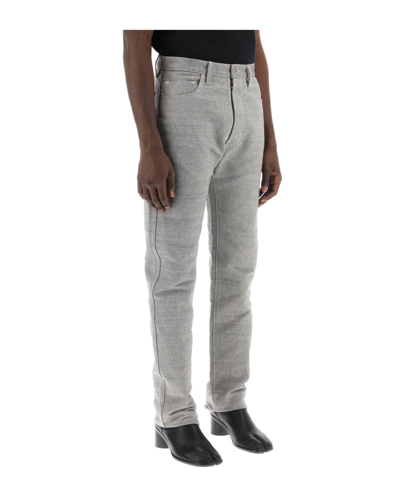 Maison Margiela Five-pocket Trousers In Mã©lange Effect Canvas - CAVIAR (Grey)