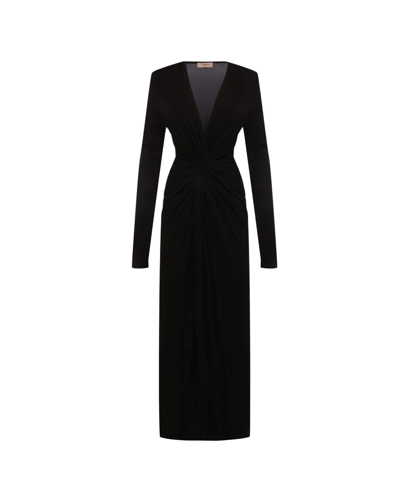 TwinSet Jersey Dress With Draping - Nero