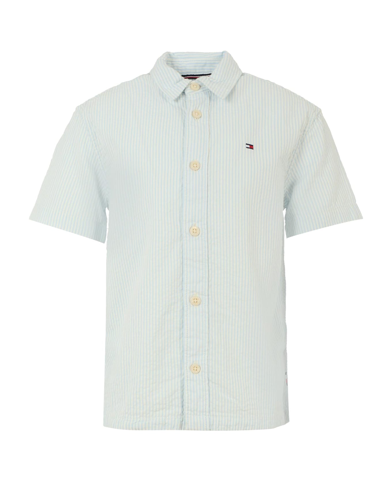 Tommy Hilfiger Light Blue Shirt For Boy With Flag - Light Blue