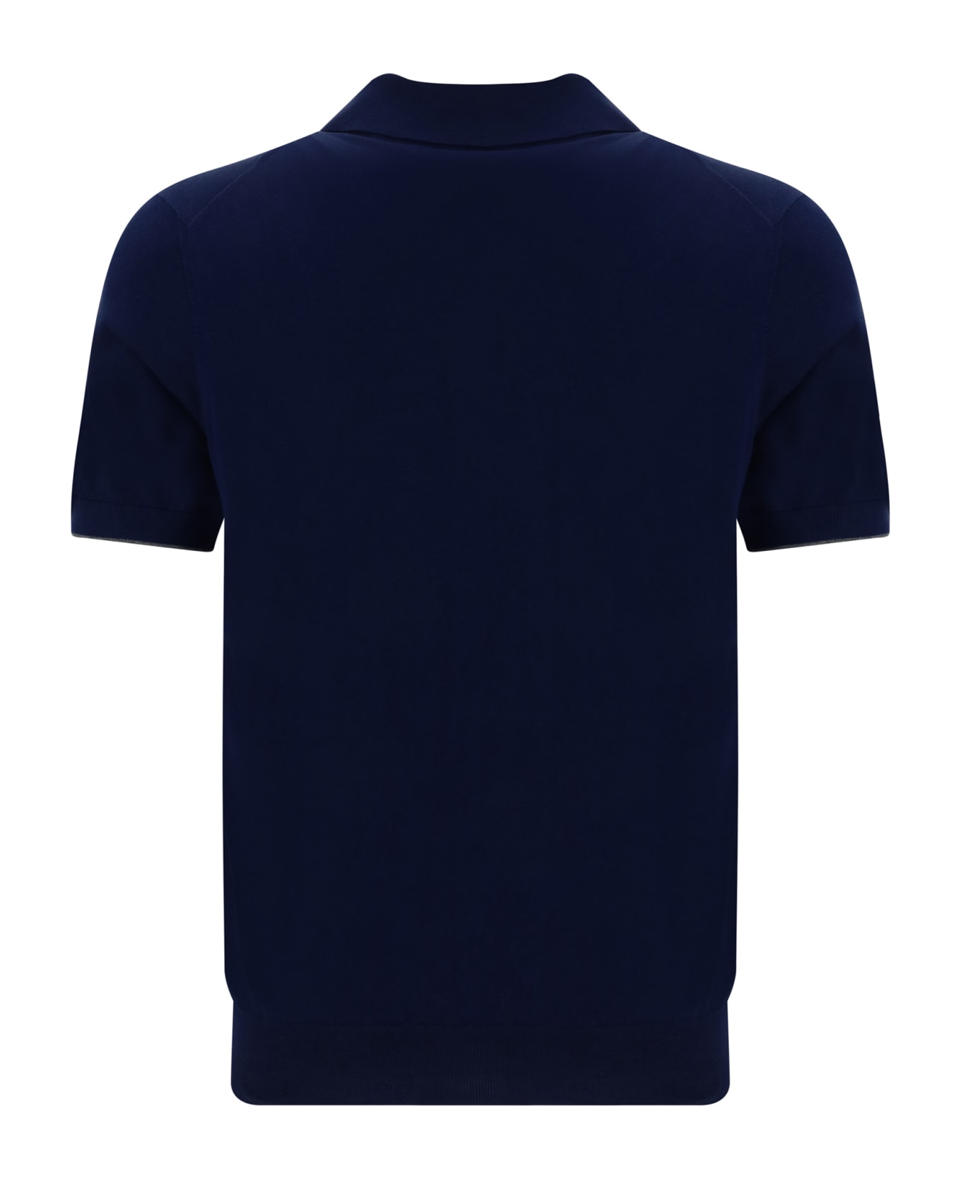 Brunello Cucinelli Knitted Polo Shirt - Blu Prussia+grigio Scuro