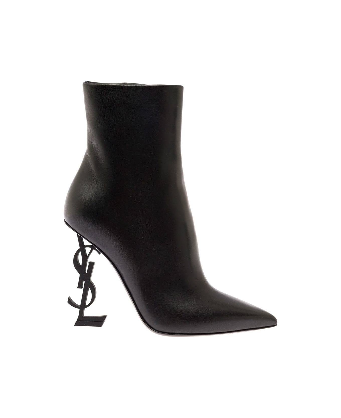 Saint Laurent 'opyum' Boots With Cassandre Heel In Leather Woman - Black