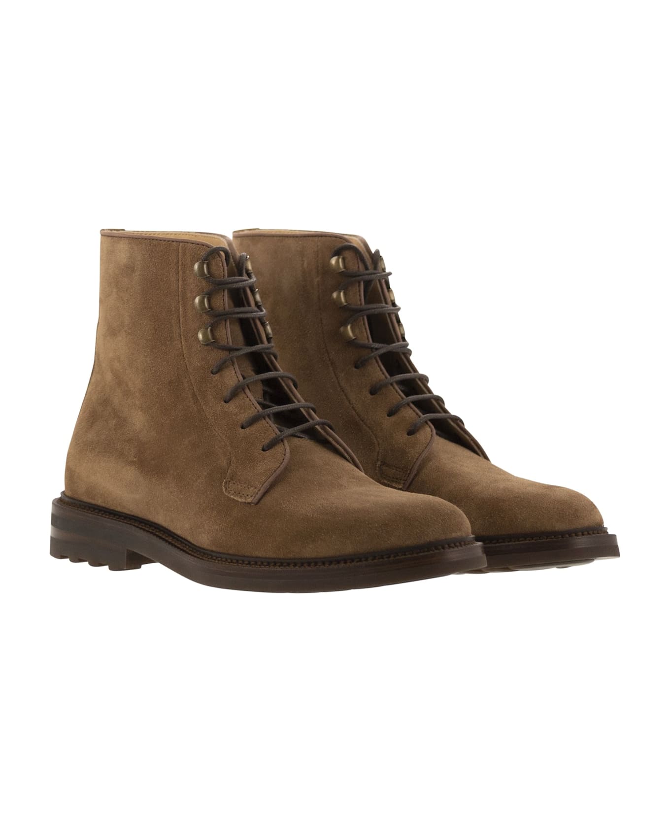 Brunello Cucinelli Suede Lace-up Boot - Hazelnut