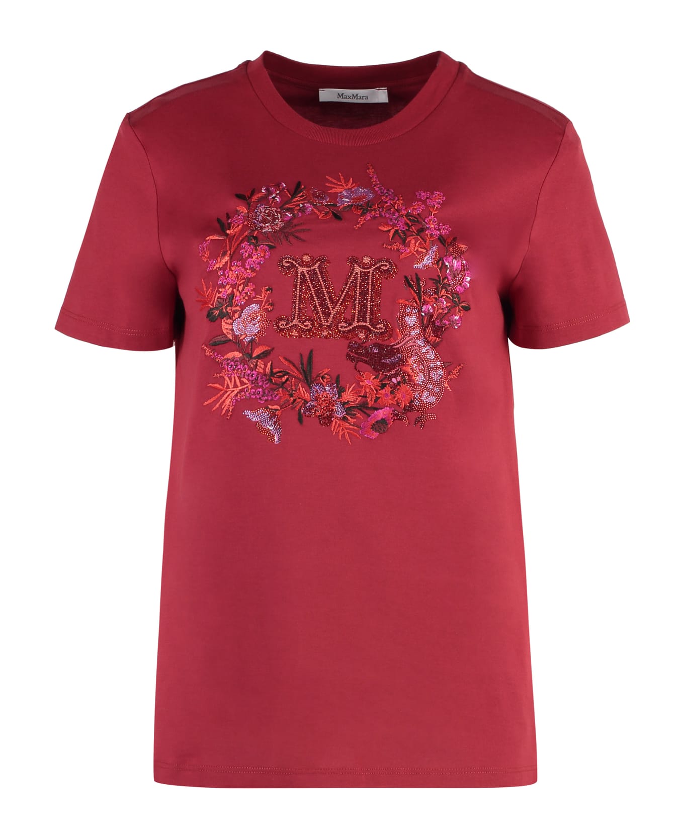 Max Mara Logo Embellished Crewneck T-shirt - red Tシャツ