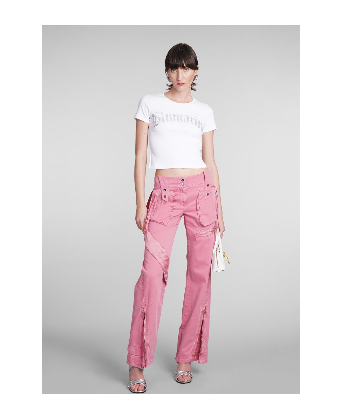 Blumarine Jeans In Rose-pink Cotton - rose-pink ボトムス