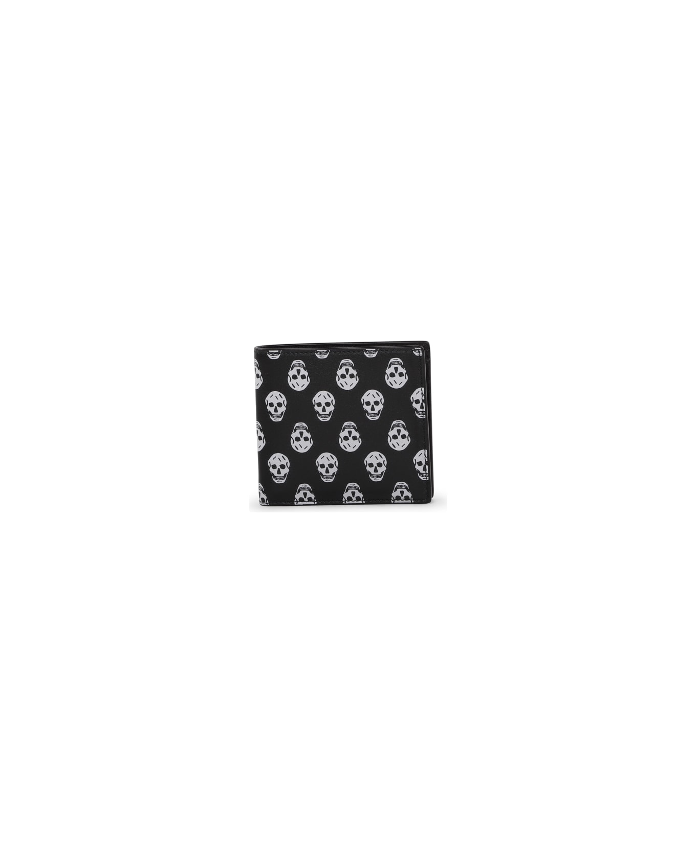 Alexander McQueen Leather Wallet With Skull Print - Black/white