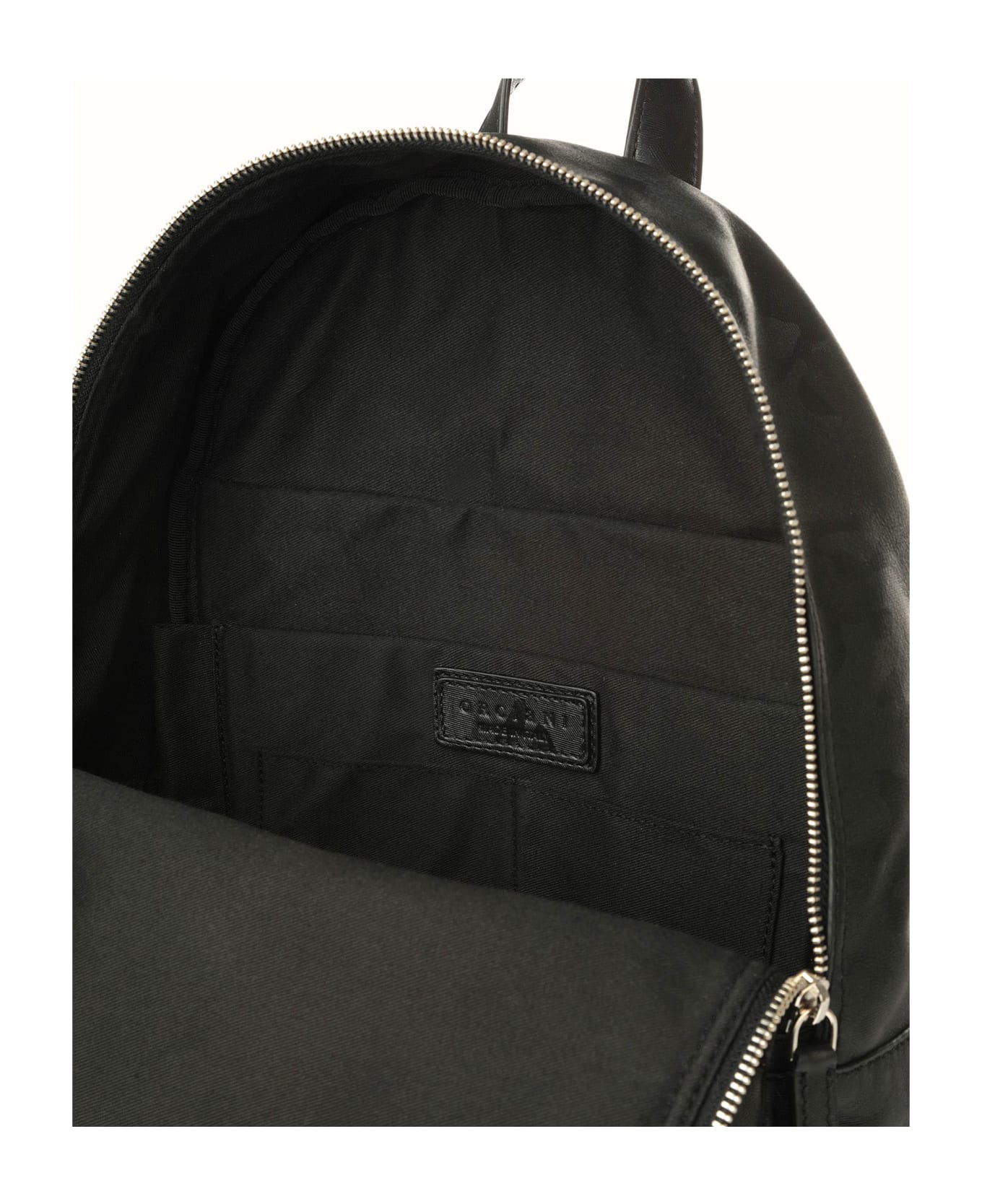 Orciani Skyline Black Leather Backpack - Black