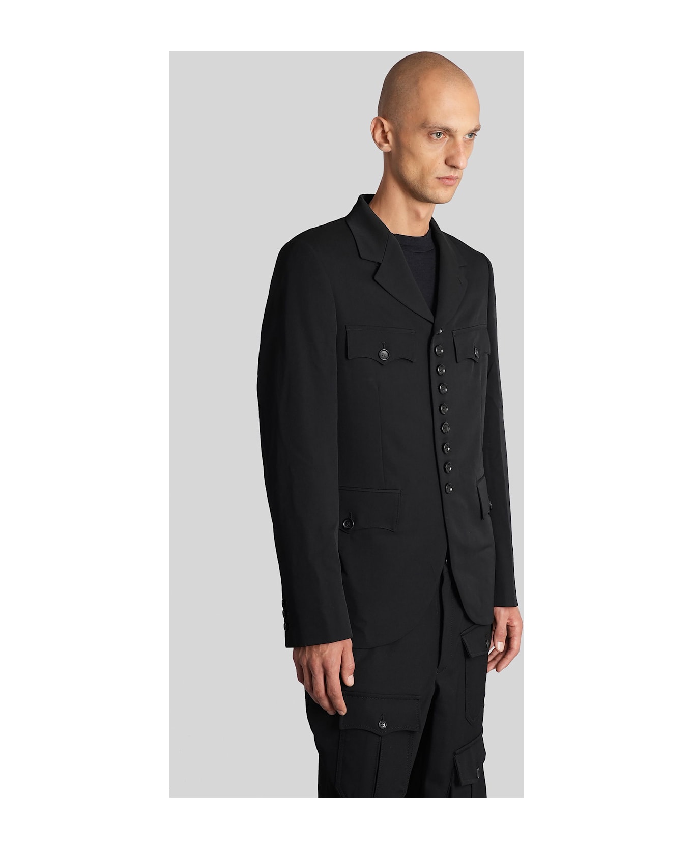 Comme Des Garçons Homme Plus Blazer In Black Wool - black