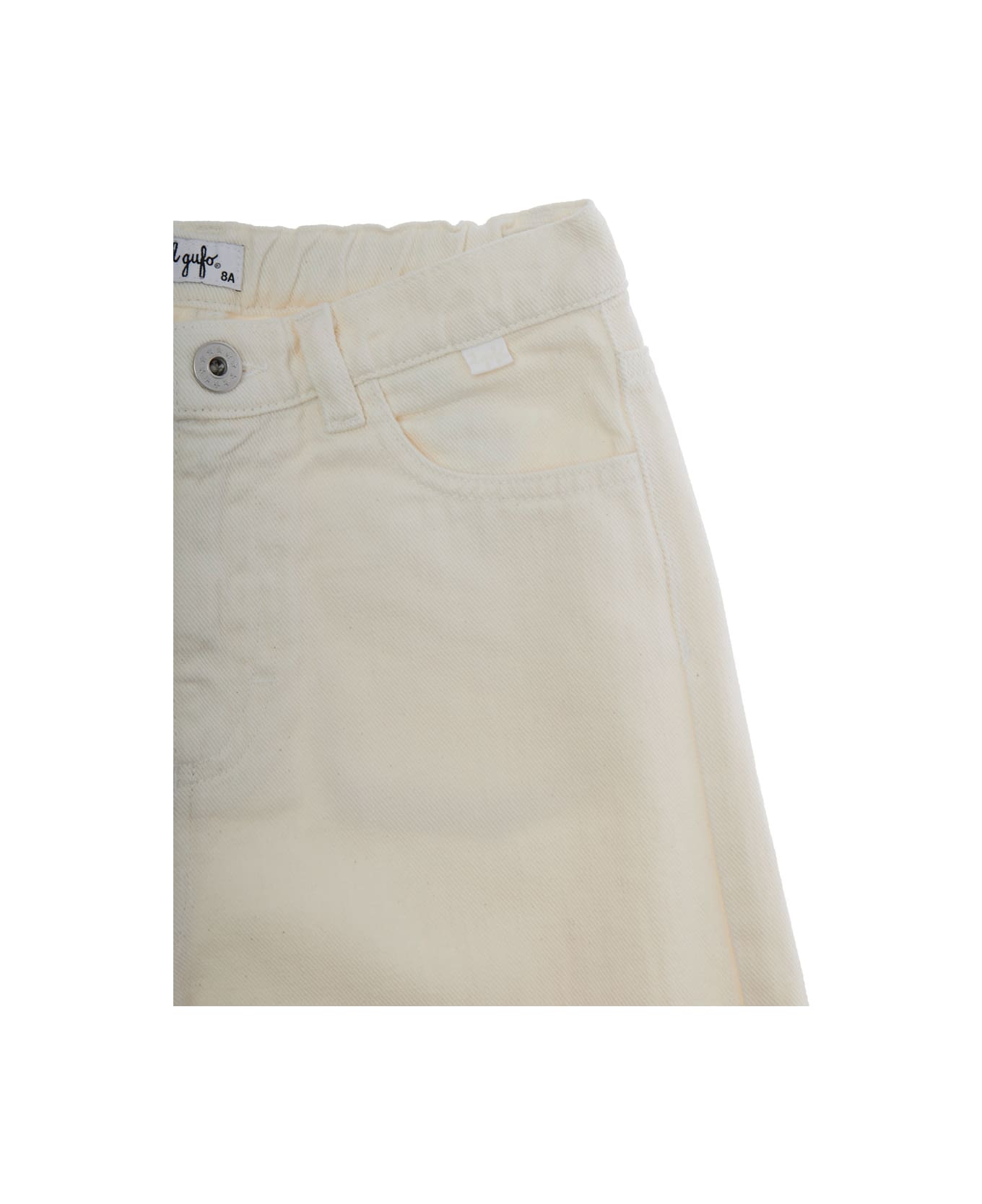Il Gufo White Pants With Logo Patch On The Front And Rear Elastic Waist In Cotton Girl - White
