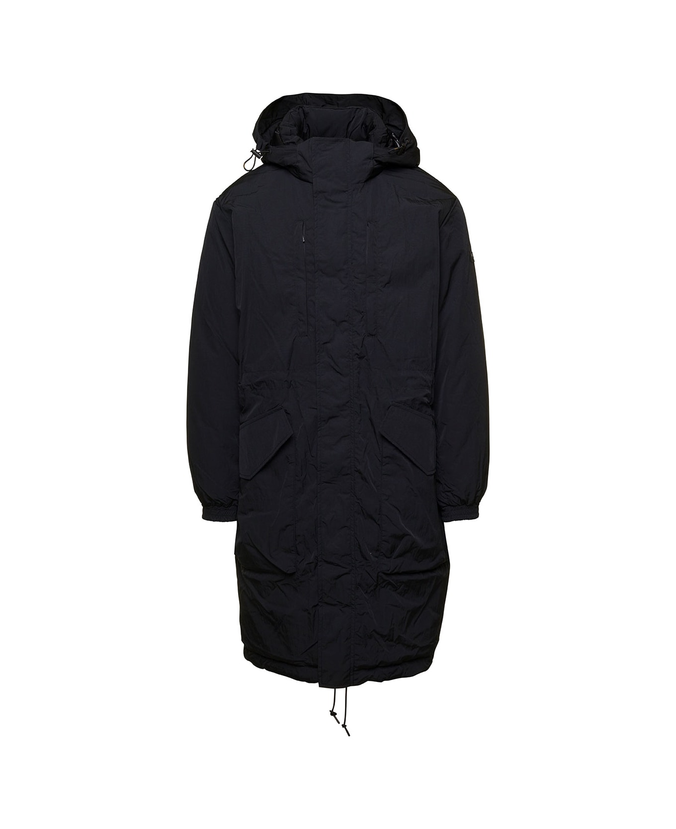 TATRAS 'rengo' Black Hooded Parka Jacket With Logo Patch In Nylon Man - Black コート
