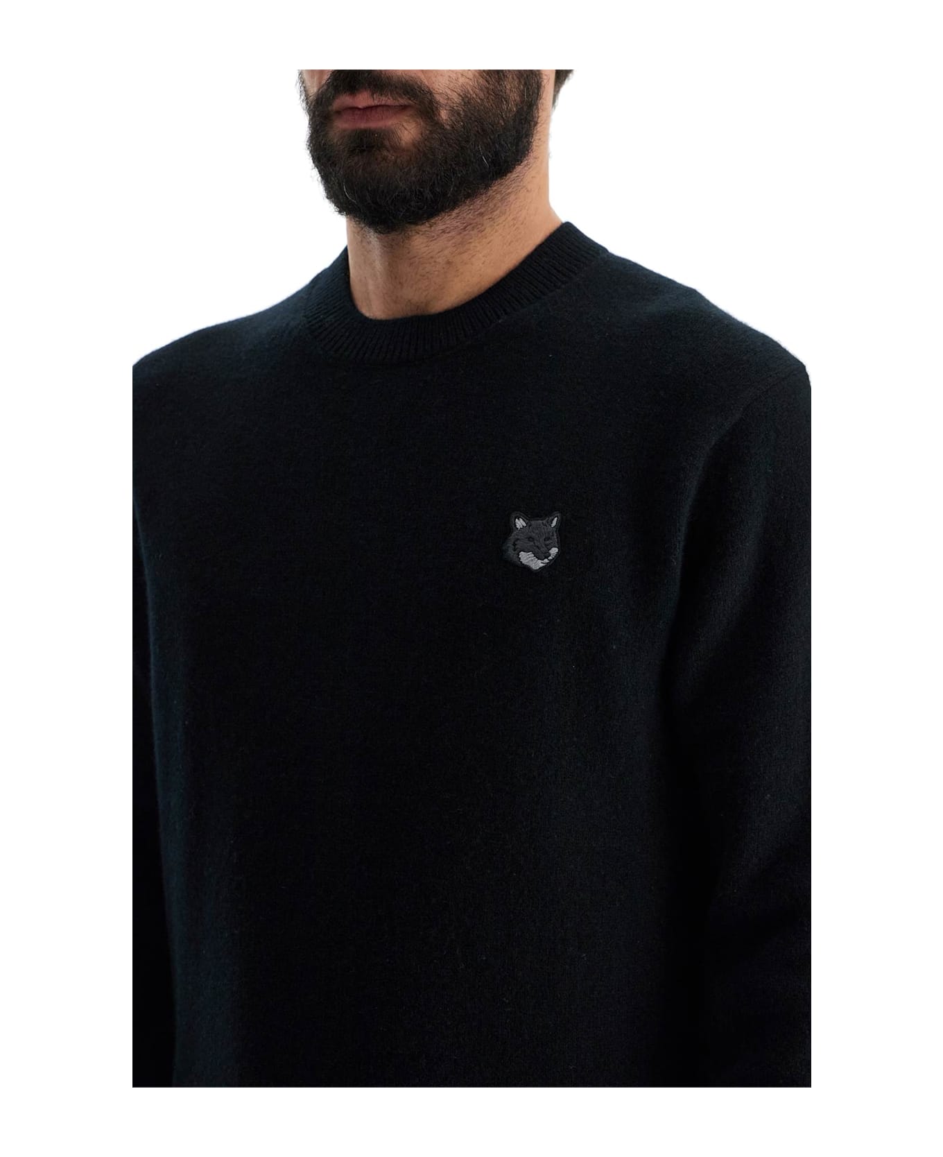 Maison Kitsuné Bold Fox Head Wool Sweater - BLACK (Black)