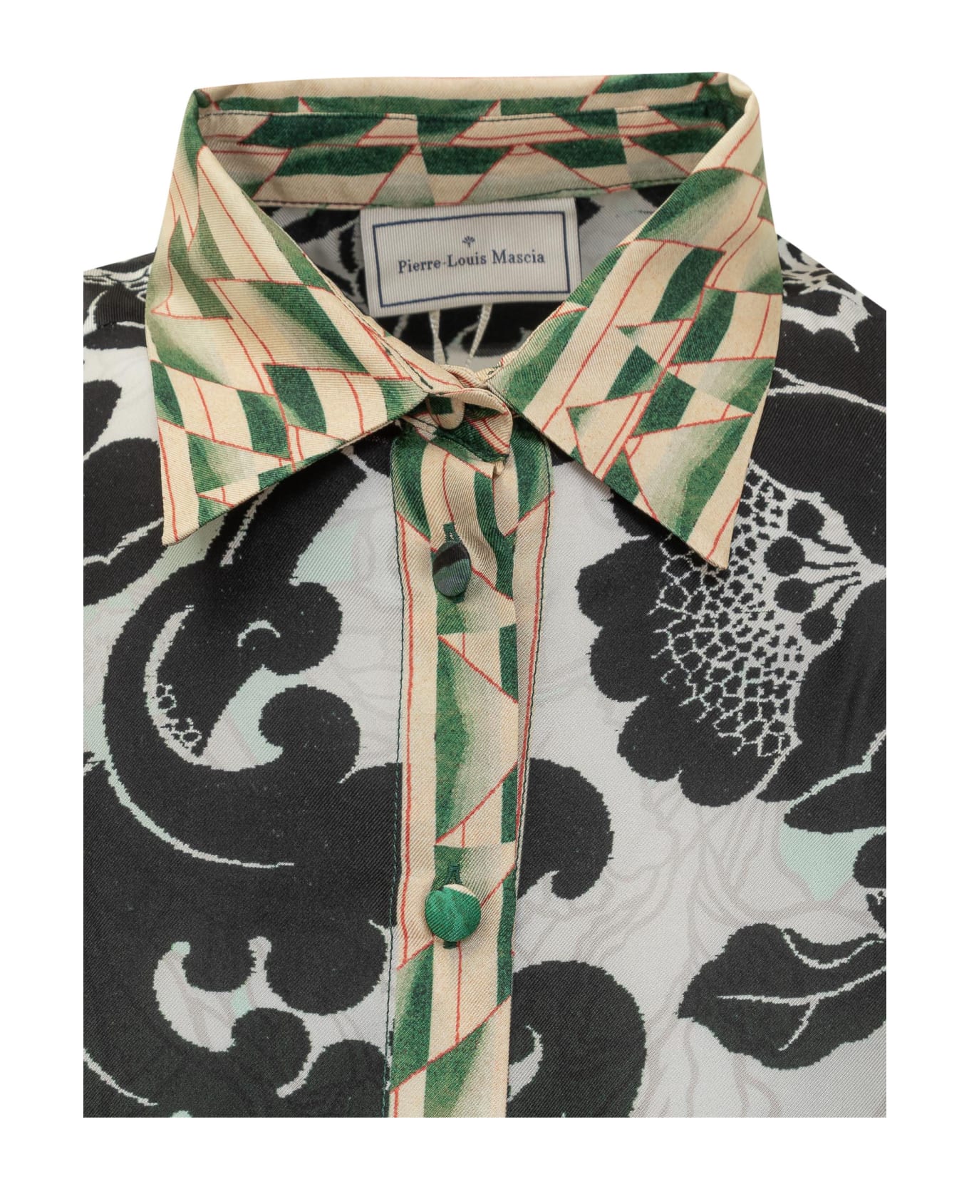 Pierre-Louis Mascia Silk Shirt With Floral Pattern - Green ジャケット