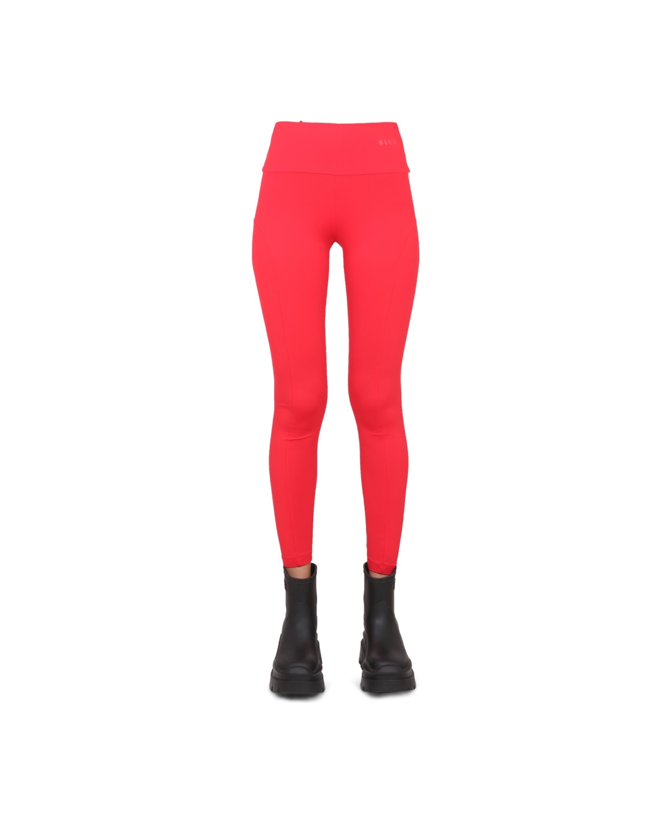MSGM Leggings With Logo - RED
