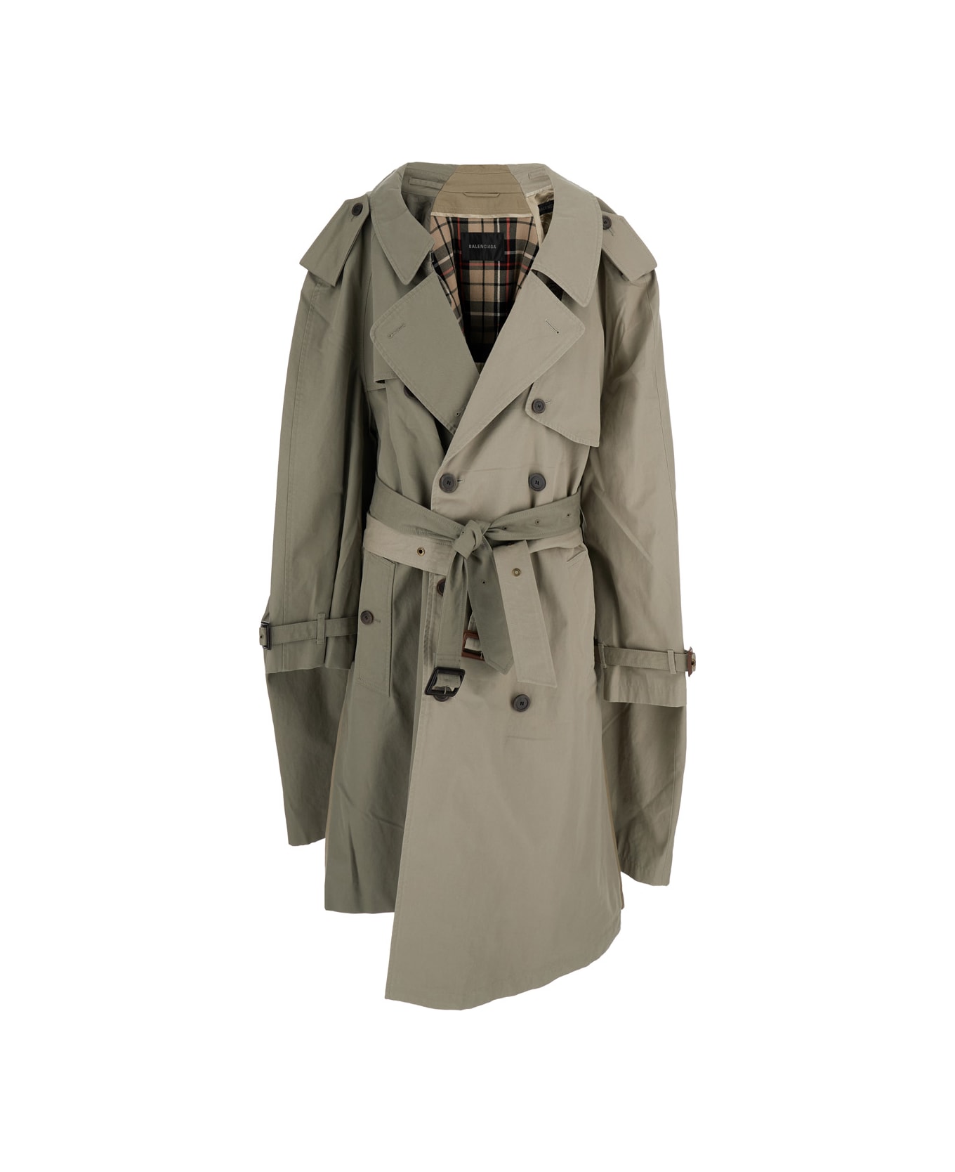 Balenciaga 'double Sleeve' Beige Trench Coat With Extra Pair Of Sleeves In Cotton Woman - Beige