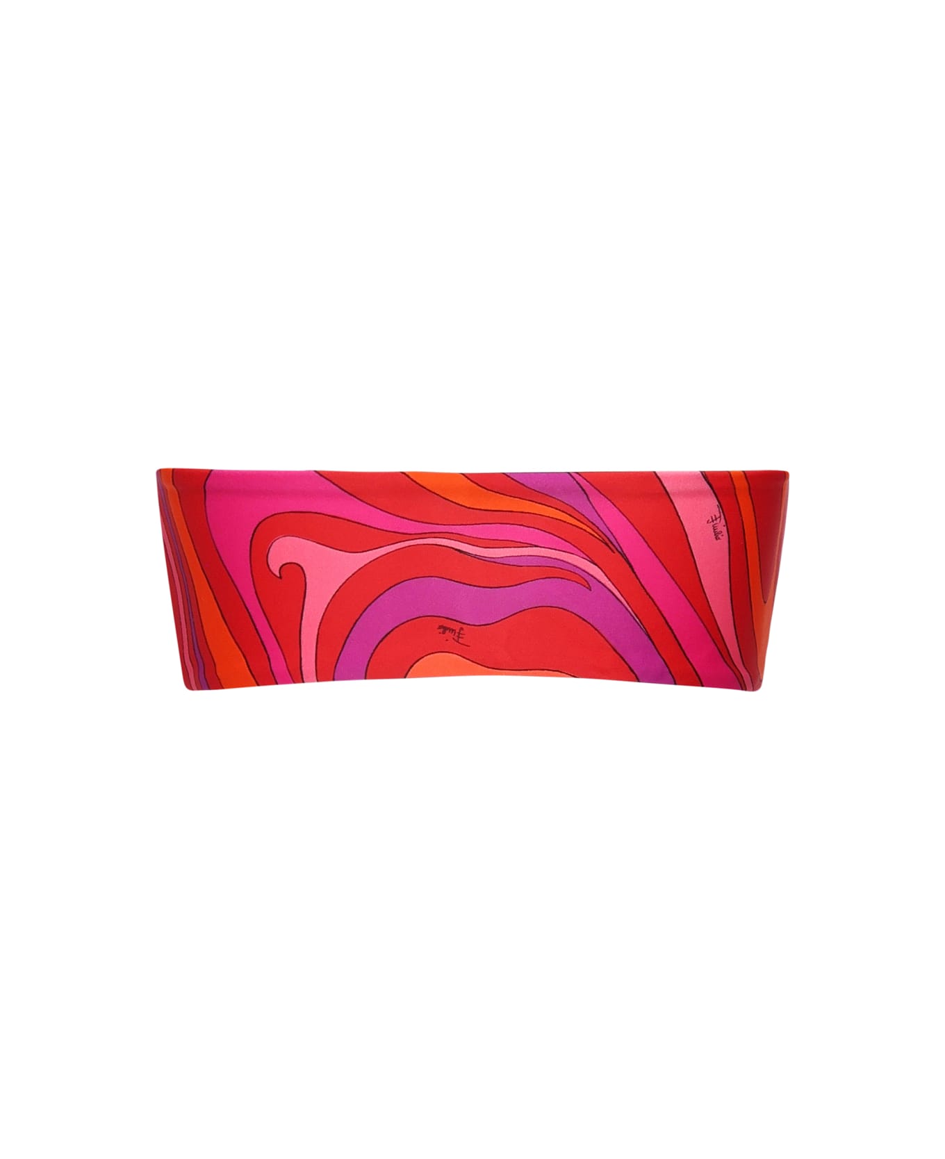 Pucci Marble Print Bandeau Bikini Top - CORAL/FUCHSIA