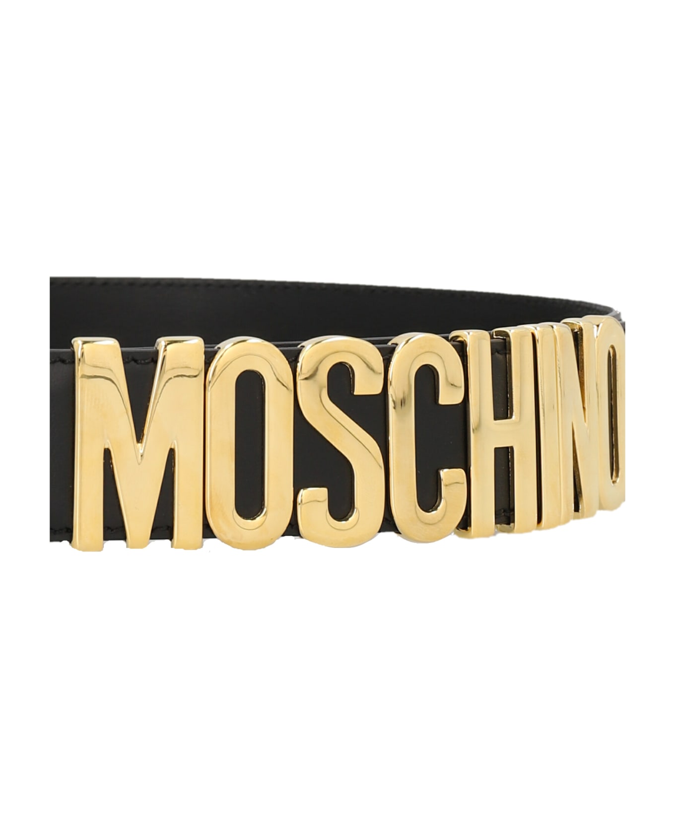 Moschino Gold Logo Belt - Nero