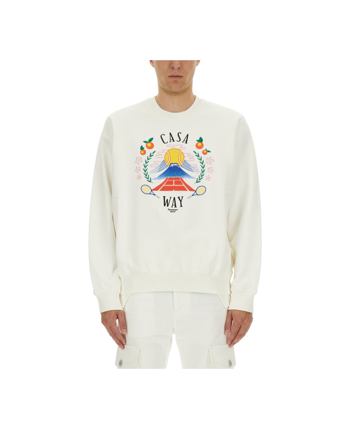 Casablanca Sweatshirt With 
home Way Mountain
 Embroidery - White