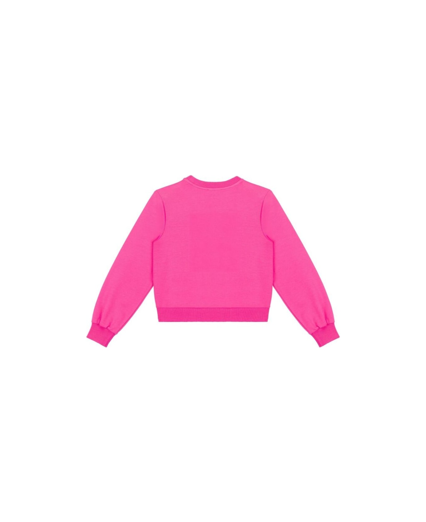 Moschino Pink Crewneck Sweatshirt With Logo Print On The Front In Cotton Stretch Girl - Pink