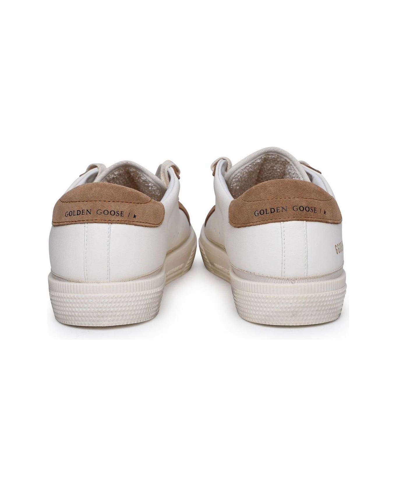Golden Goose May Star Distressed-effect Low-top Sneakers - White/light Brown