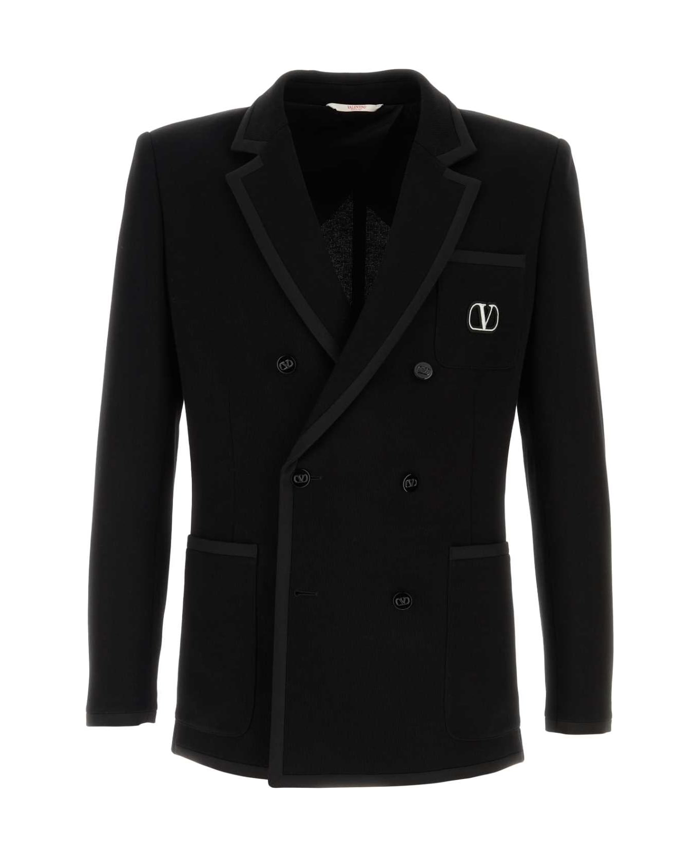 Valentino Garavani Black Cotton Blazer - NERO