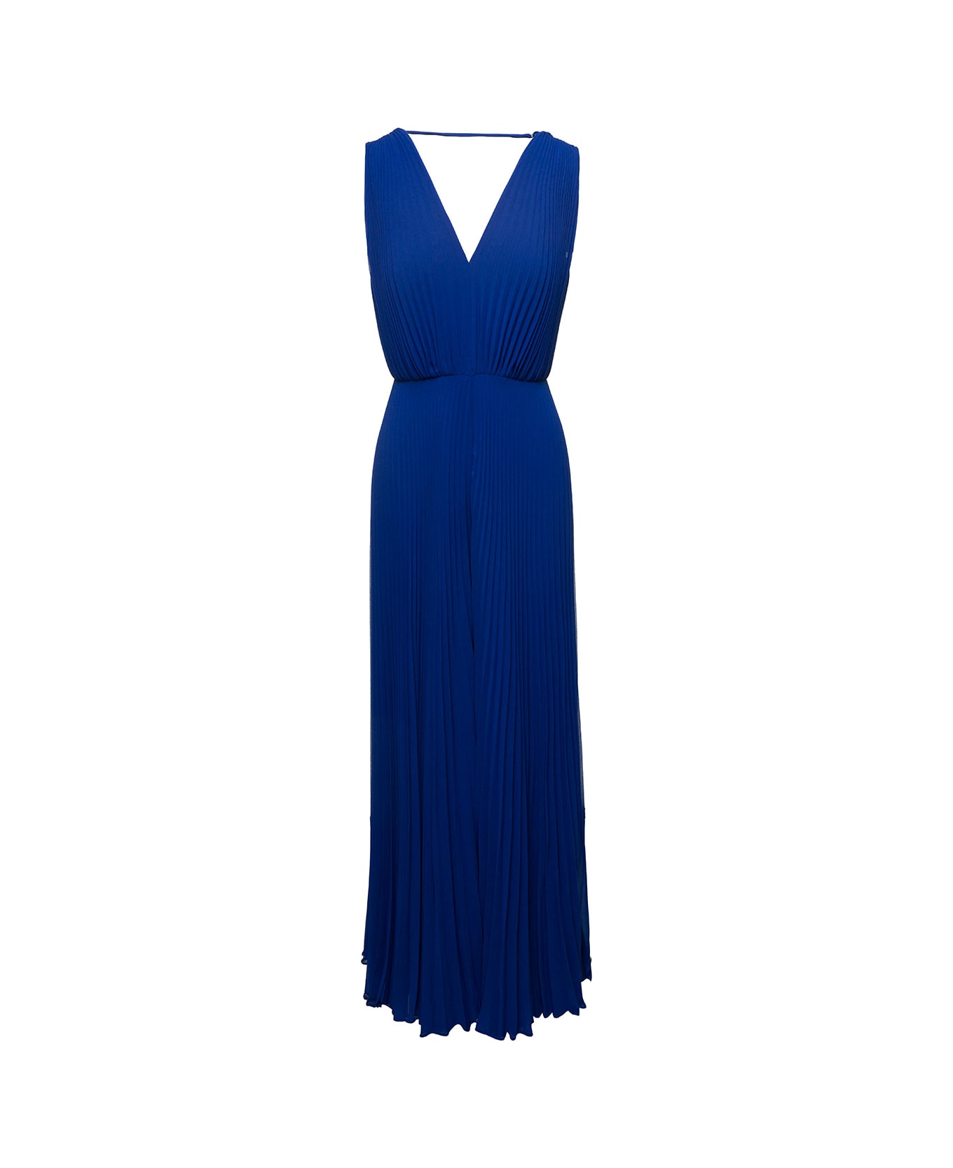 Max Mara Blue Pleated Sleeveless Jumpsuit In Loose Fabric Woman - Blu