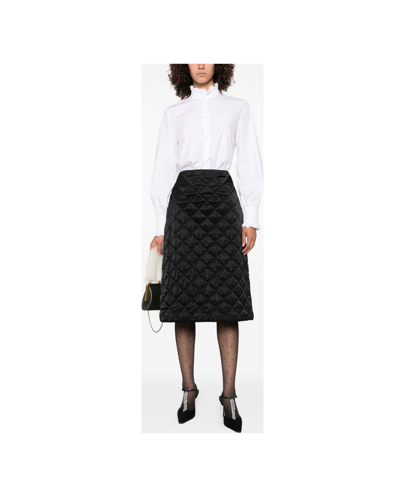 Valentino Garavani High-neck Shirt With Ruffles - White