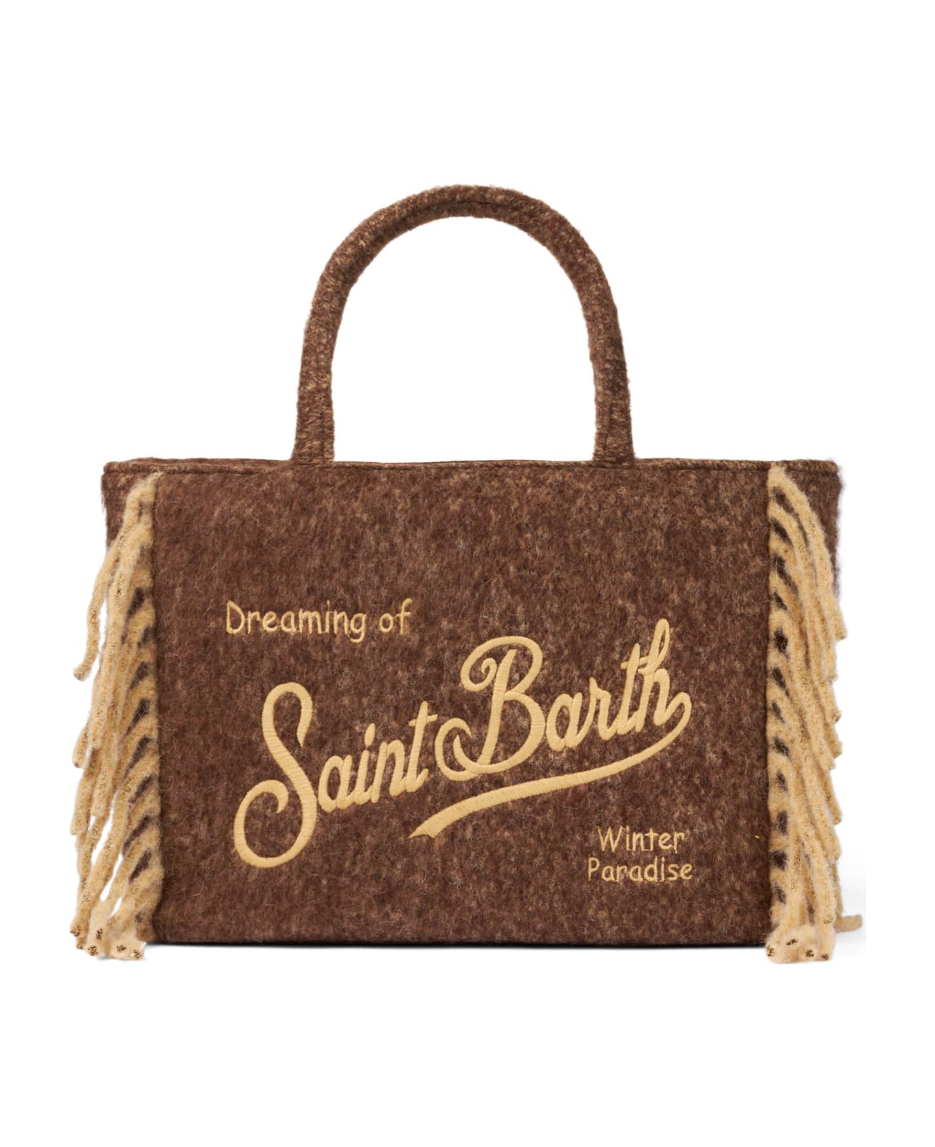 MC2 Saint Barth Vanity Blanket Brown Shoulder Bag With Fringes - MULTICOLOR