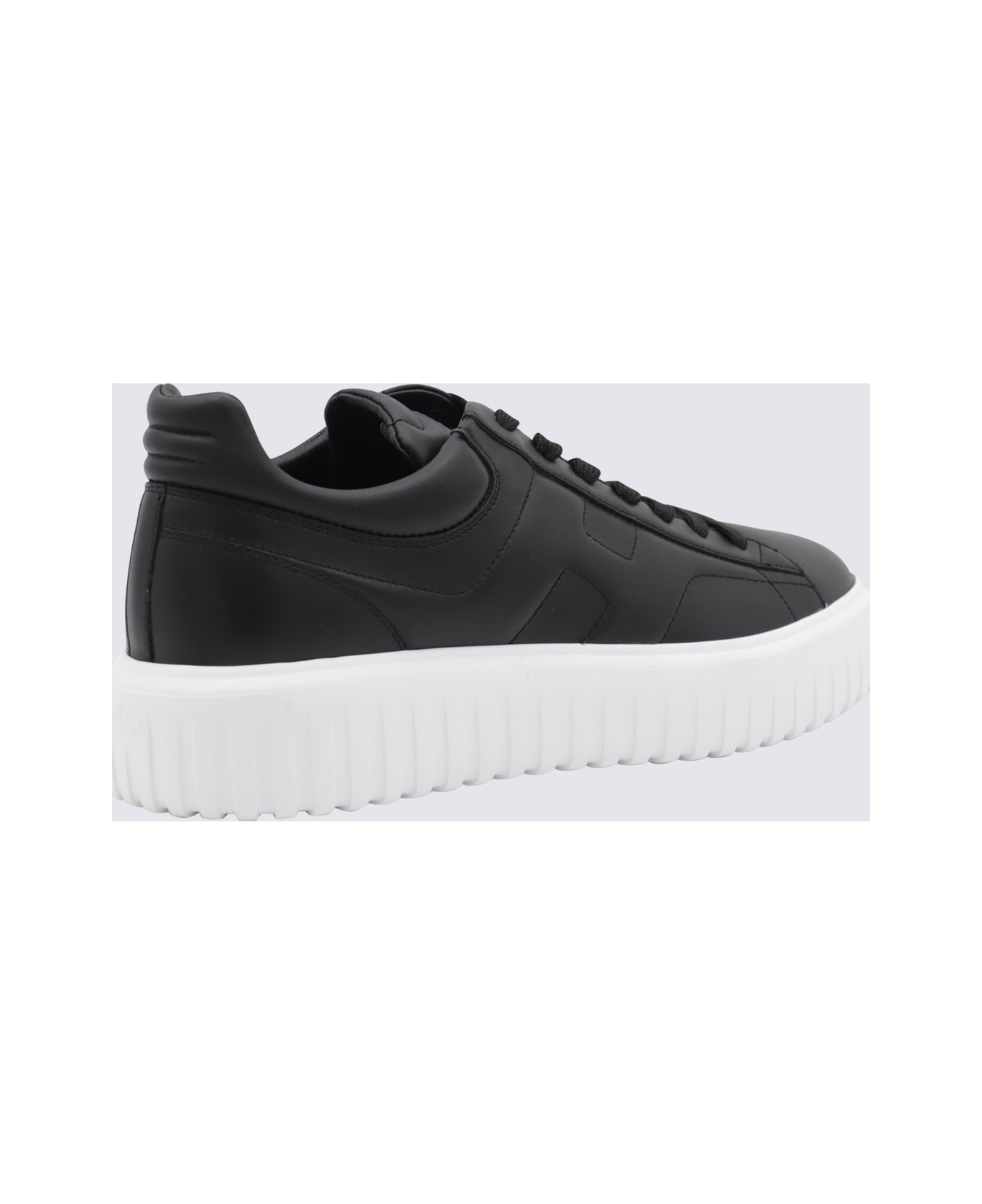Hogan Black Leather Sneakers - Black