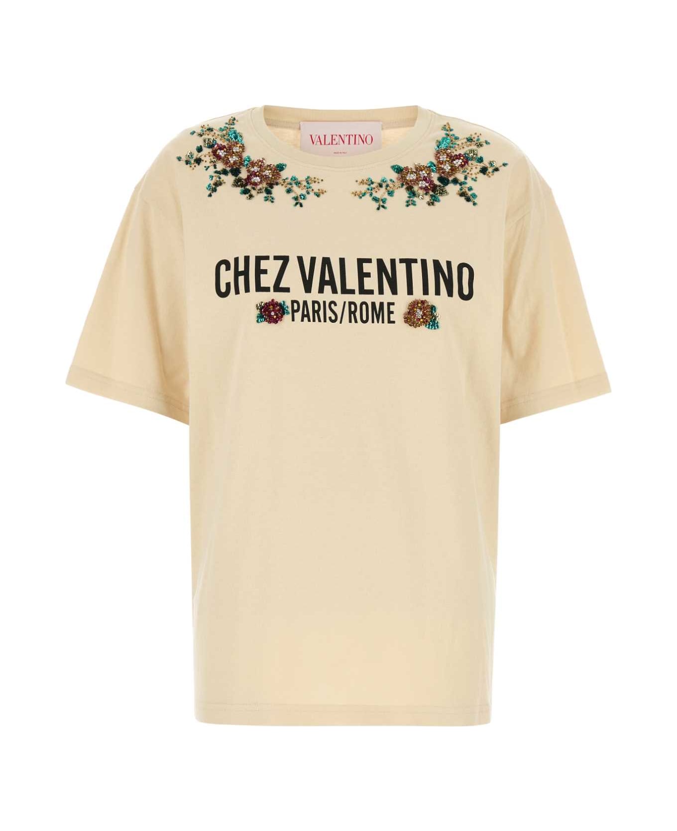 Valentino Garavani Cream Cotton T-shirt - BETULLANERO