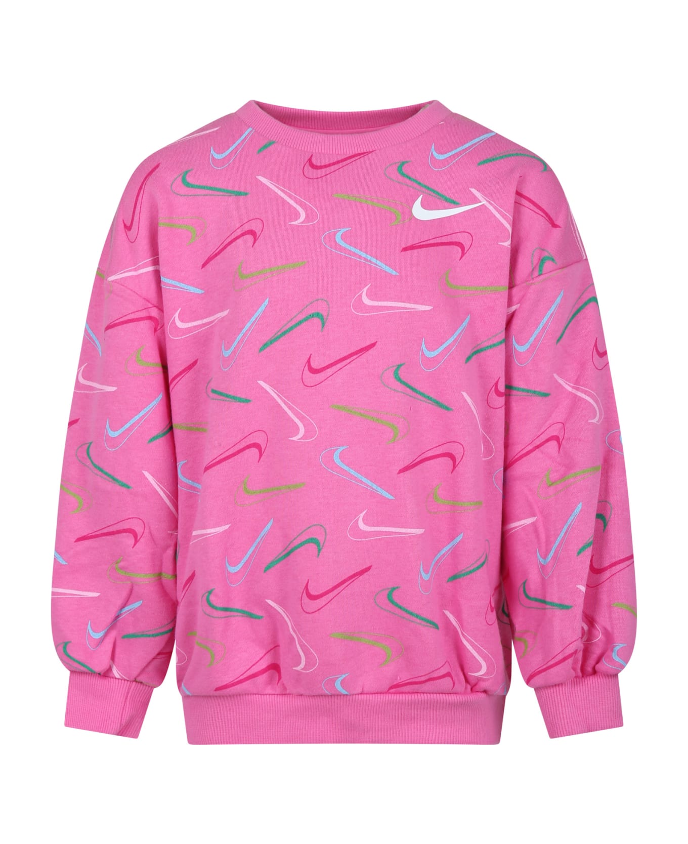 Nike Fuchsia Sweatshirt For Girl With Iconic Swoosh - Fuchsia ニットウェア＆スウェットシャツ