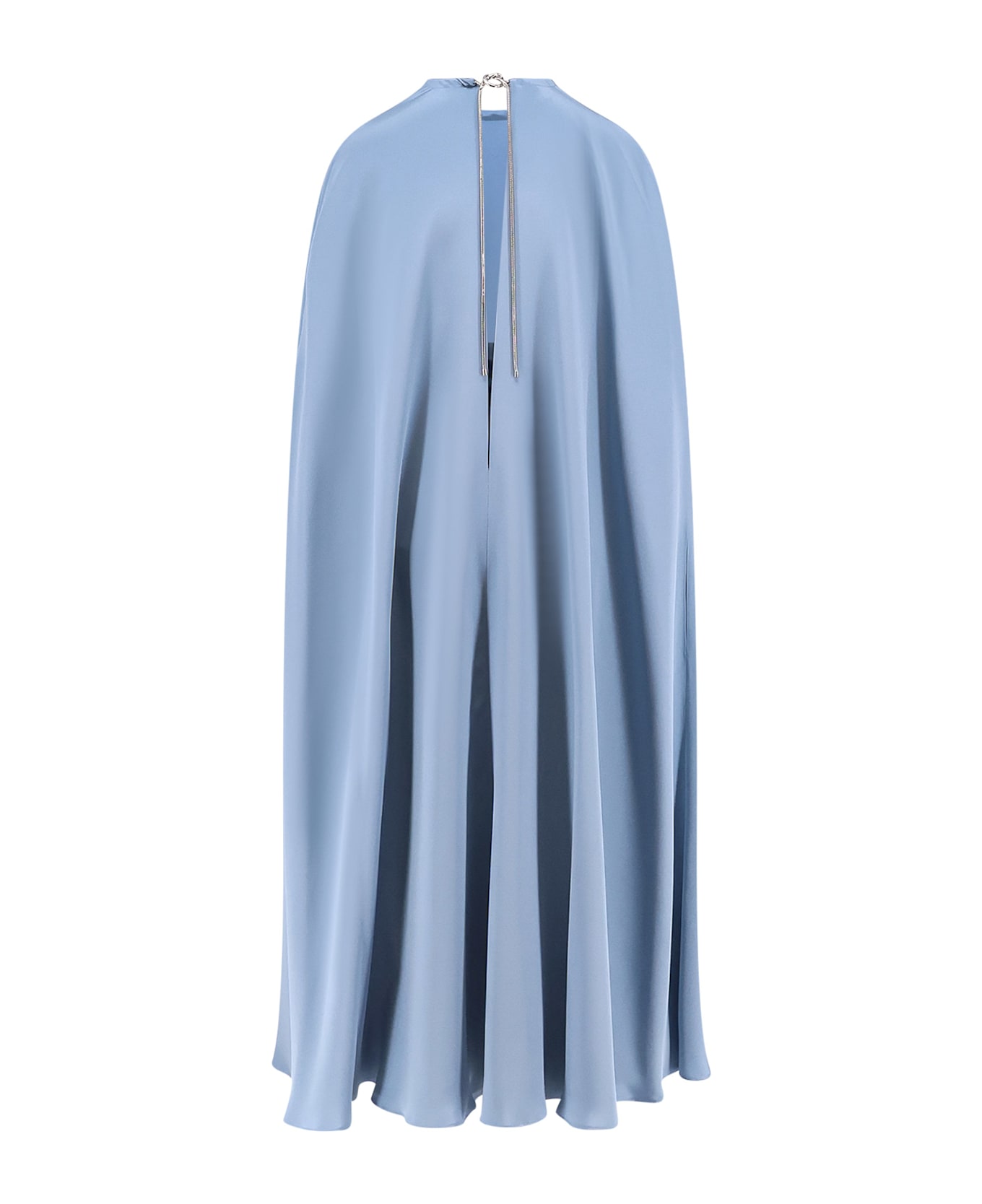 Max Mara Managua Silk Long Dress With Silk Cape And Metal Detail - Light Blue