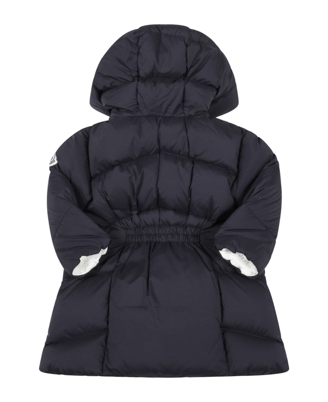 Moncler Blue "pesha"jacket For Baby Boy With Patch Logo - Blue