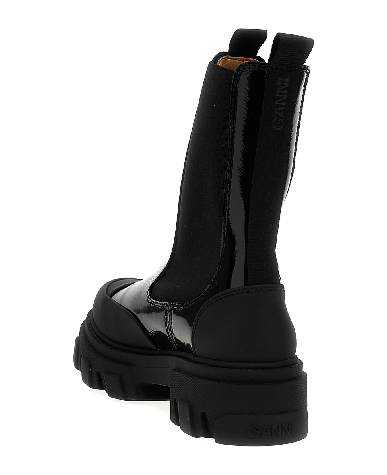 Ganni Shiny Ankle Boots - Black  