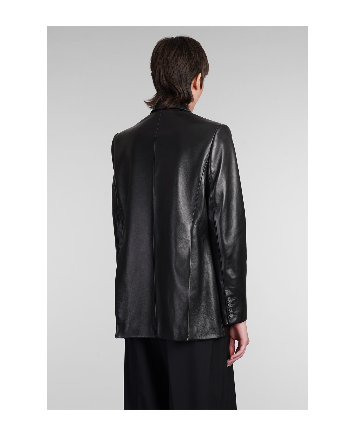 Magda Butrym Blazer In Black Leather - Black