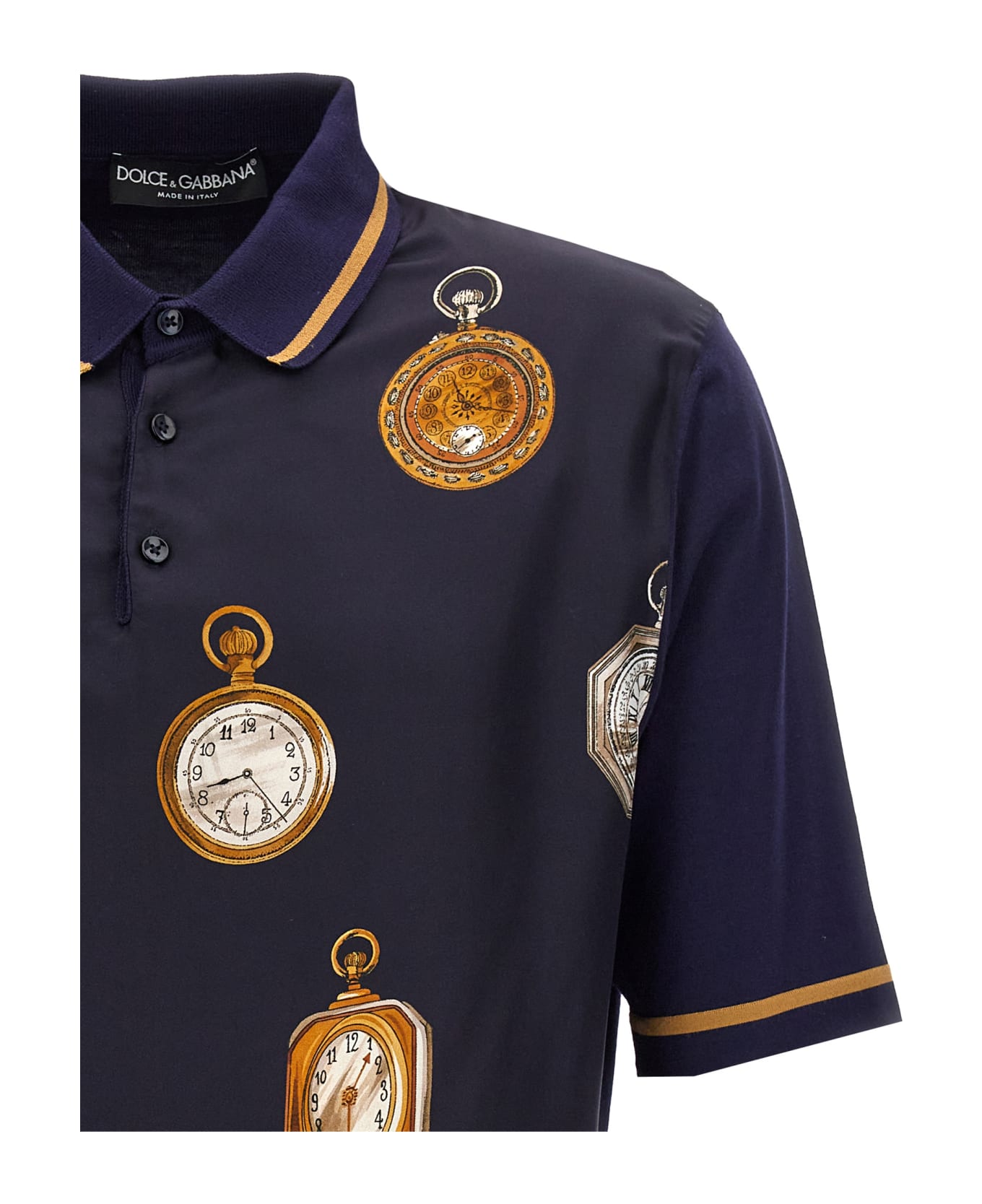 Dolce & Gabbana 'orologi' Polo Shirt - Blue