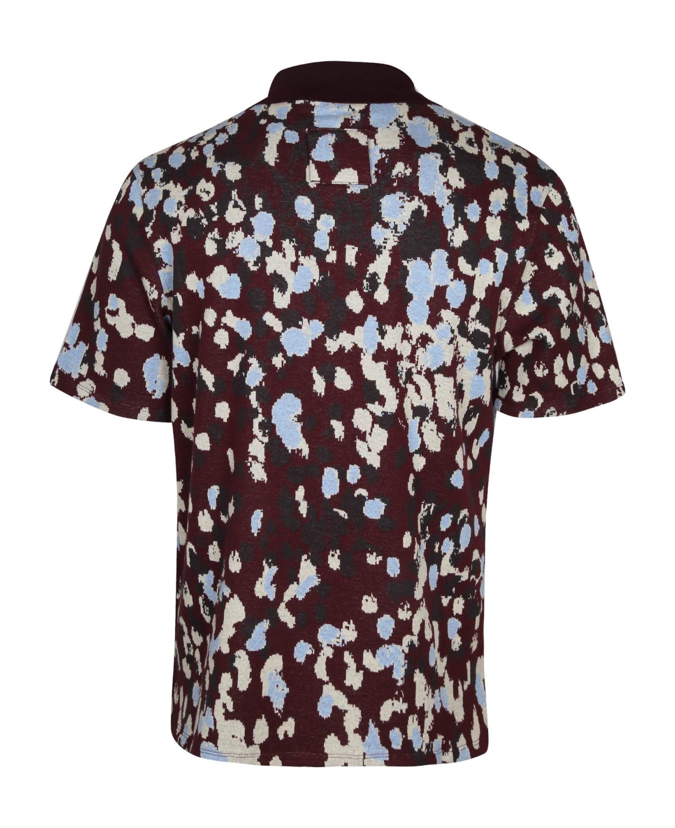 Lanvin Cotton Polo Shirt With Jacquard Pattern - Burgundy