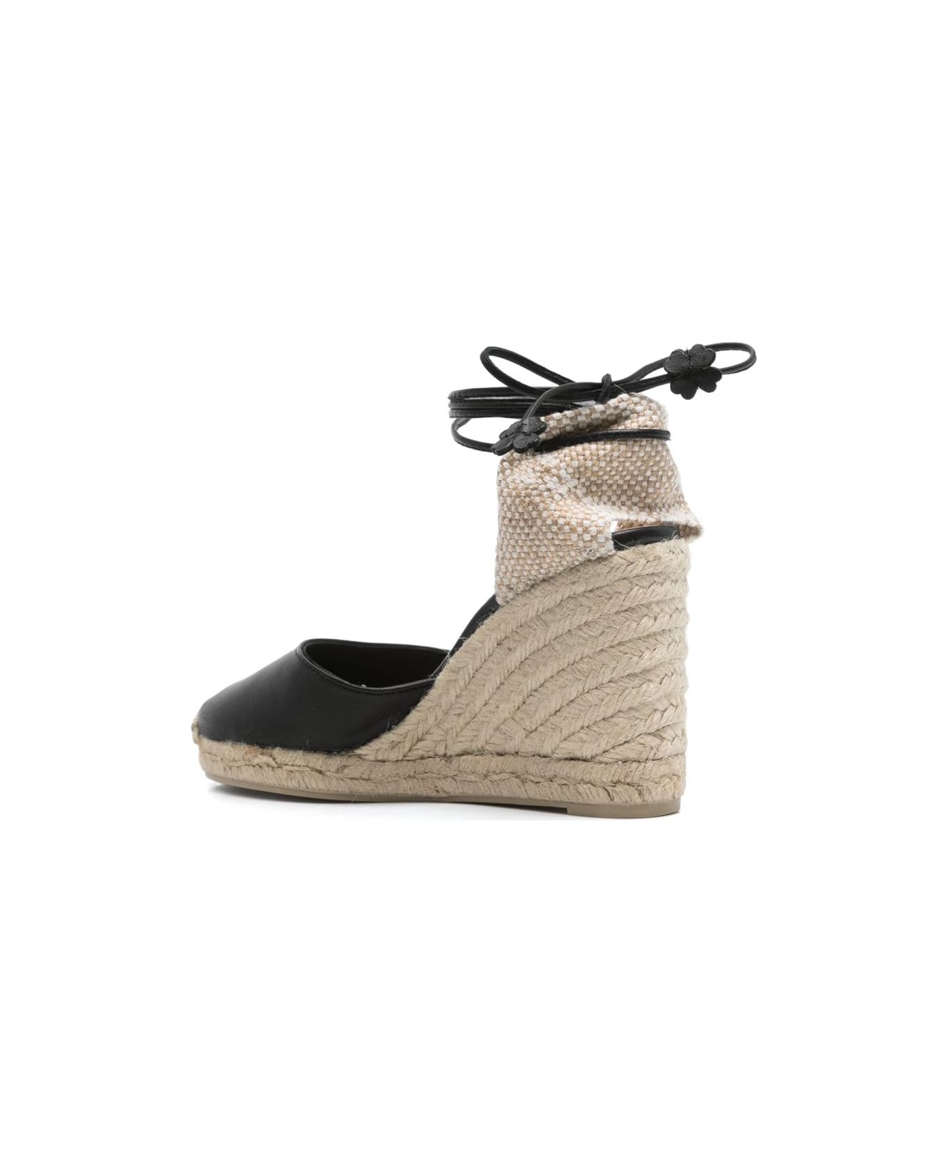 Castañer Carina Leather Espadrilles - Black