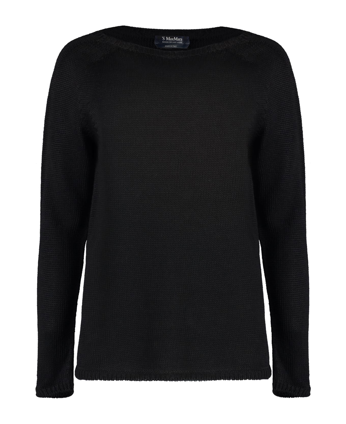 'S Max Mara Giolino Crew-neck Linen Sweater - black