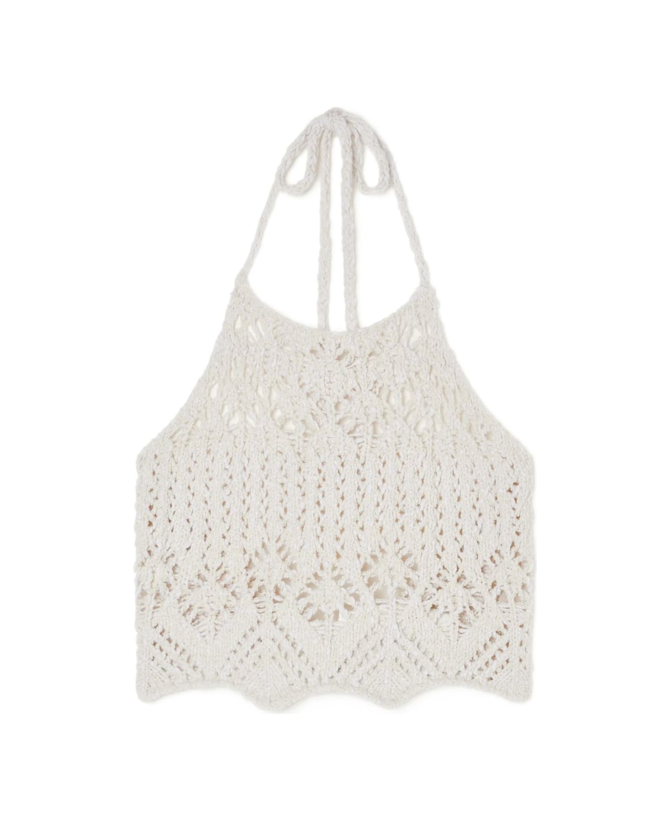 Alanui Lagoon Romance Cotton Top - Cream