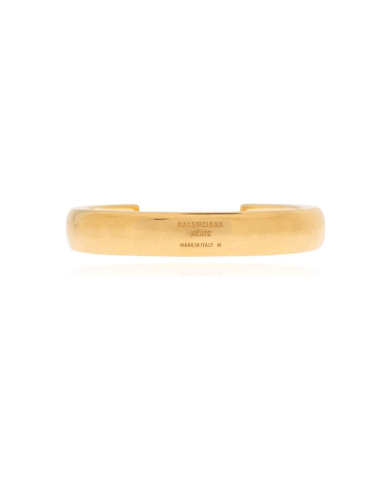 Balenciaga Logo Engraved Cuff - Golden