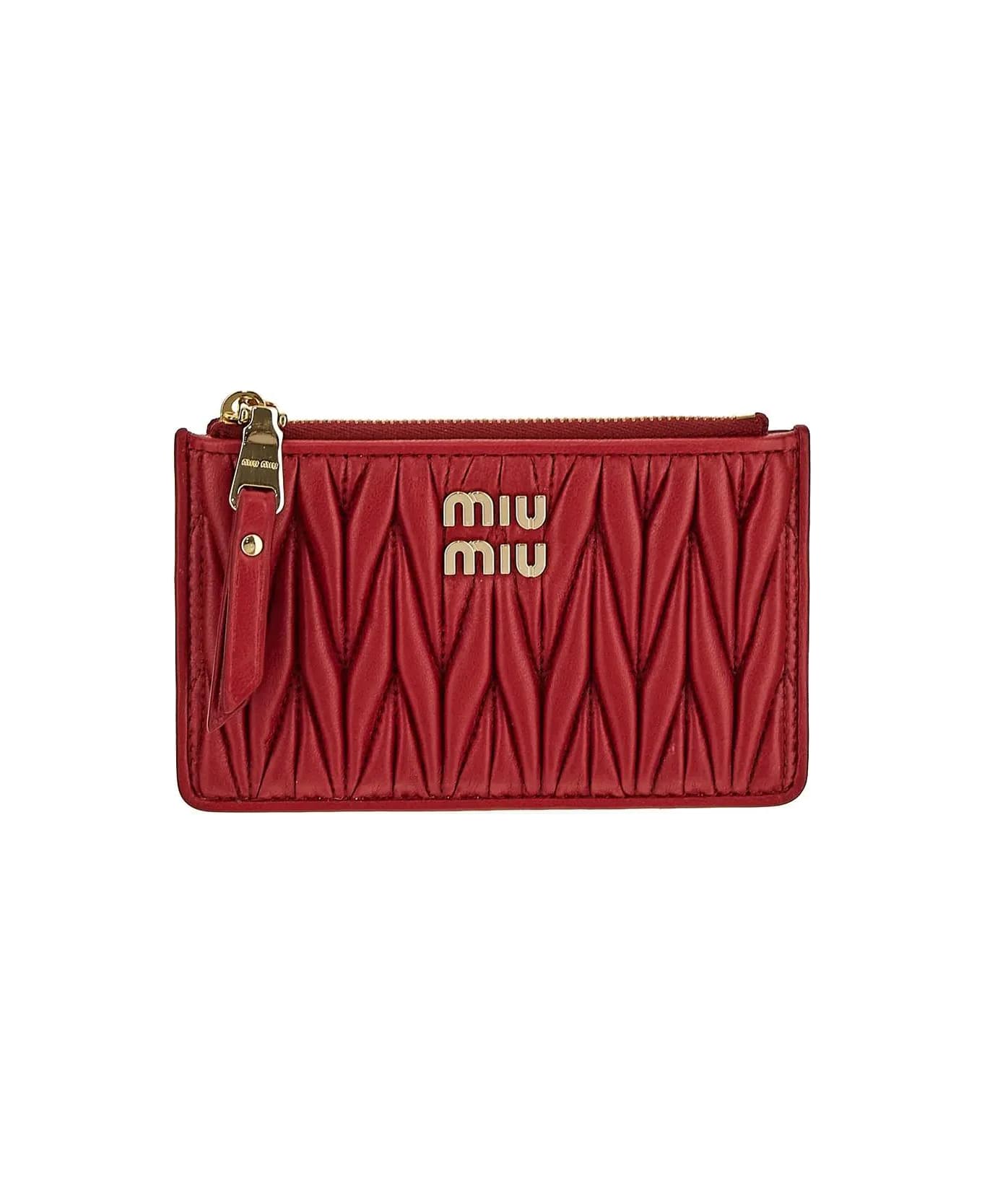 Miu Miu Matelassè Nappa Leather Envelope Wallet - ROSSO