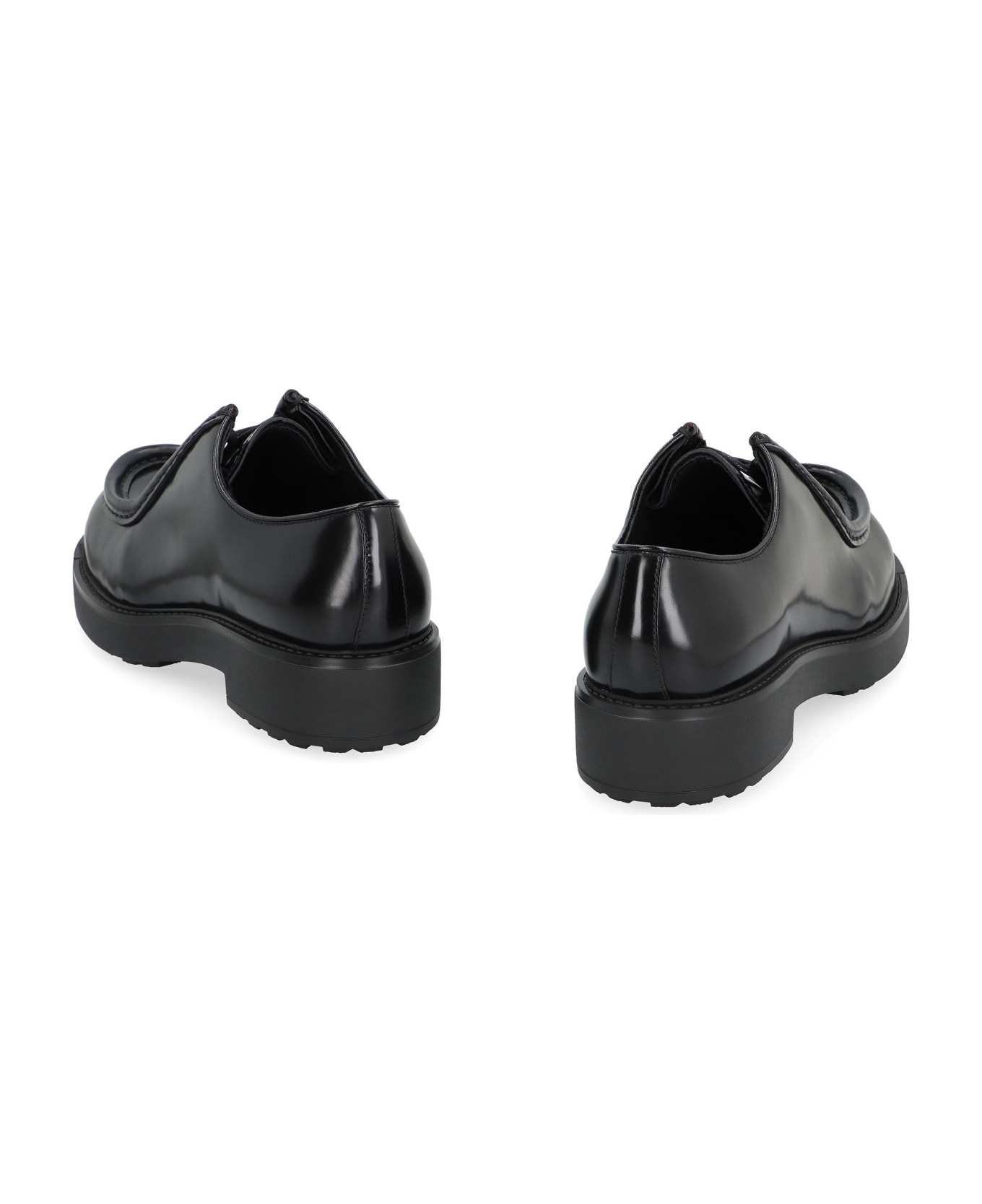 Prada Diapason Leather Lace-up Shoes - black