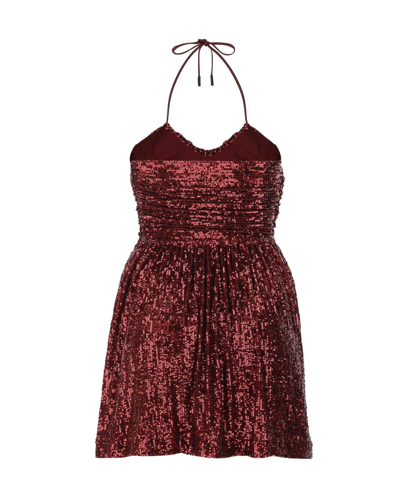 Saint Laurent Burgundy Stretch Nylon Mini Dress - 5003 ワンピース＆ドレス