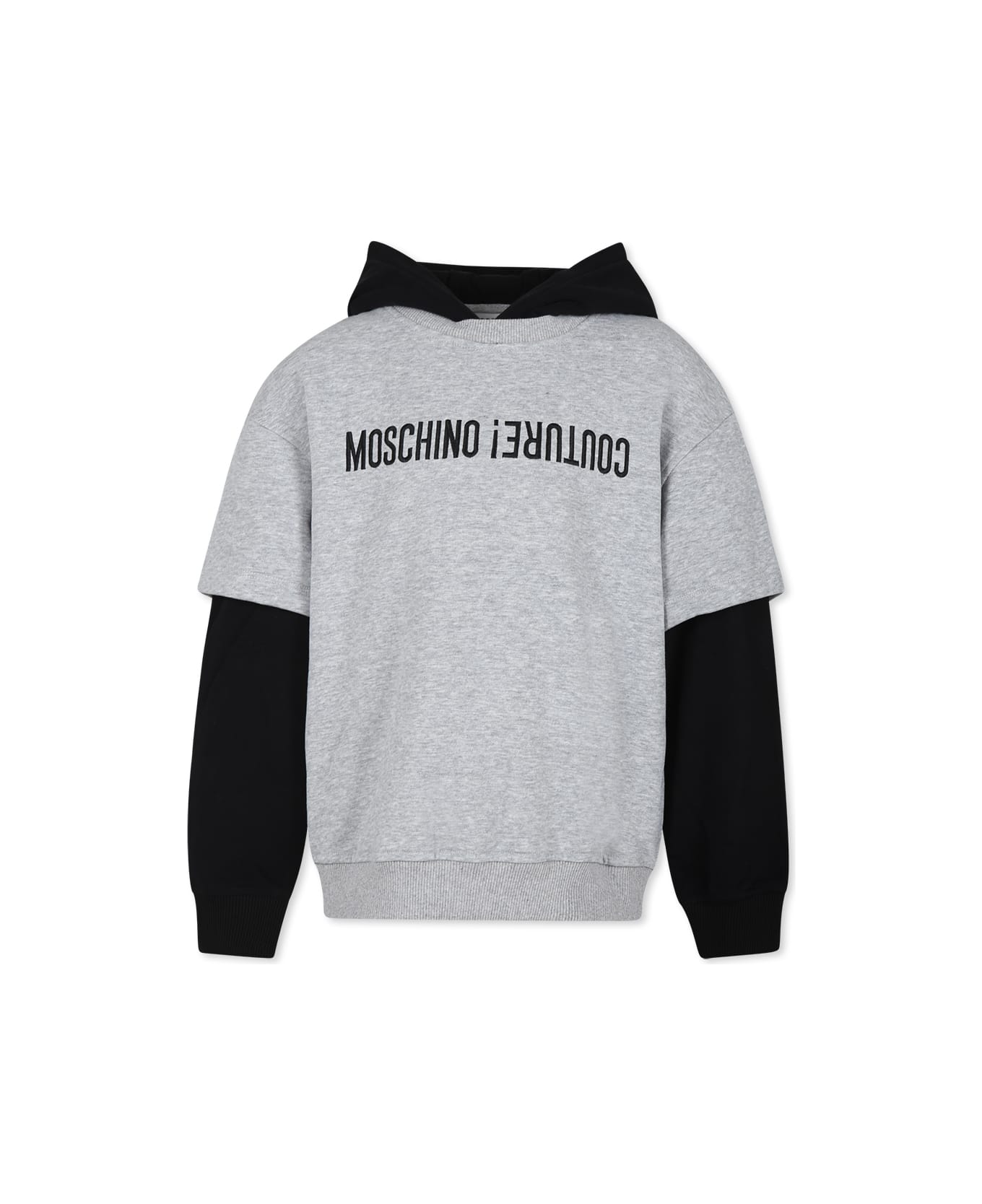 Moschino Grey Sweatshirt For Boy With Logo - Grey