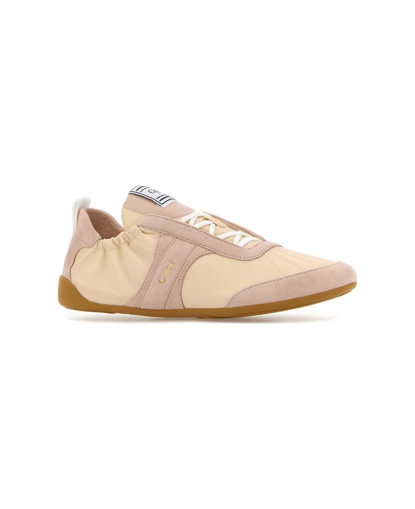 Chloé Two-tone Canvas And Leather Chloã¨ Kick Sneakers - BEIGE