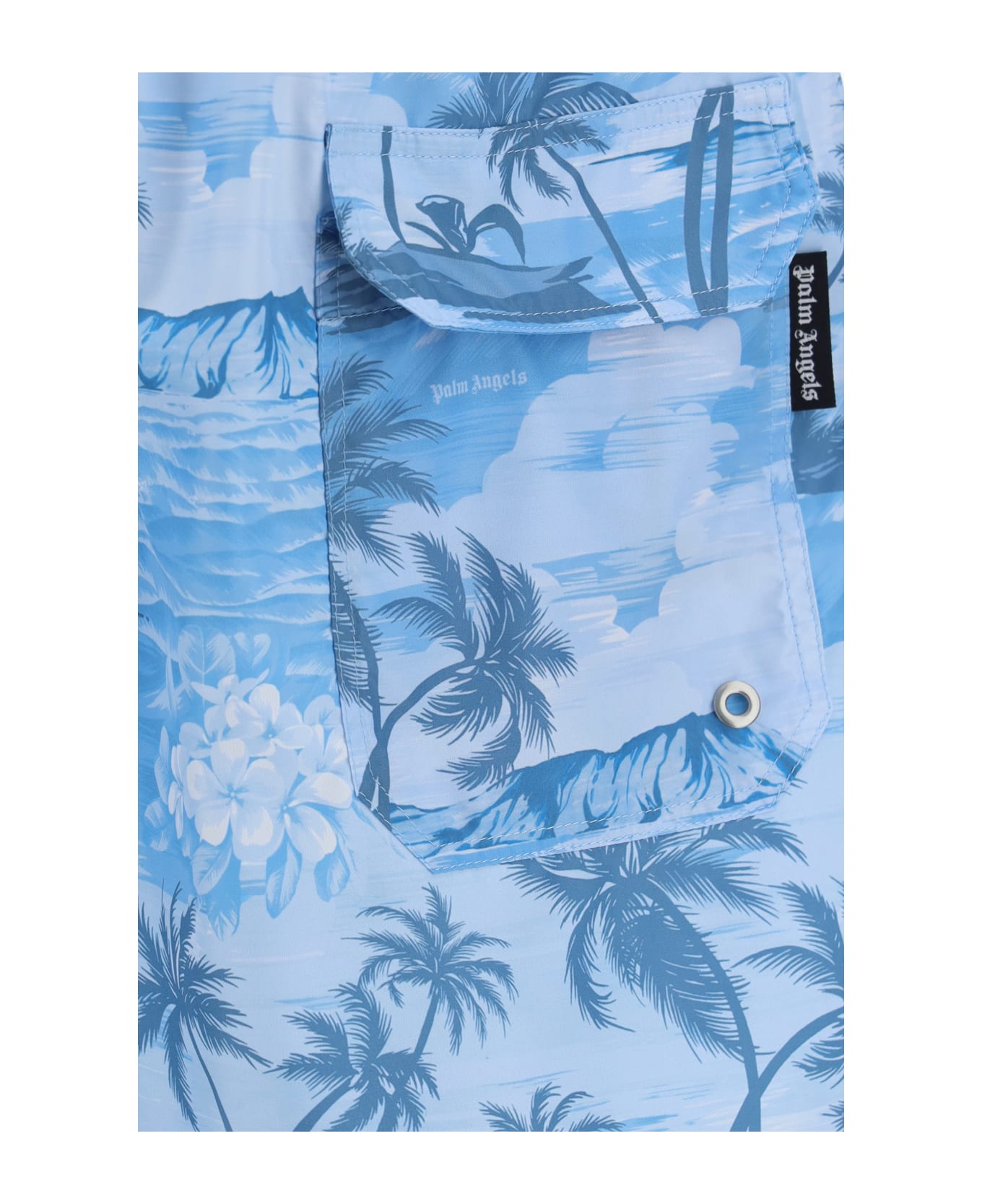 Palm Angels Printed Swim Shorts - Light Blue