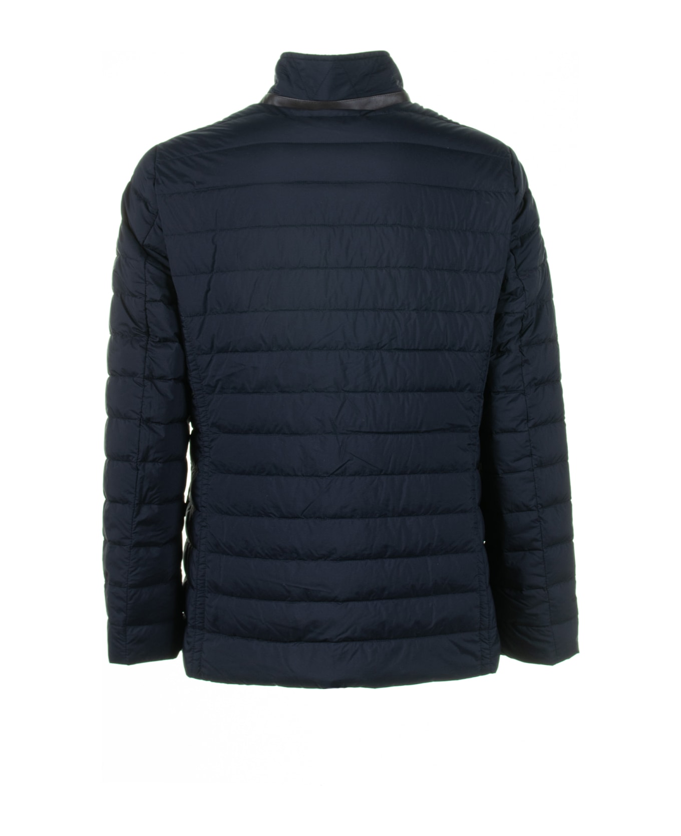 Moorer Blue Quilted Down Jacket With Buttons - DARK BLU